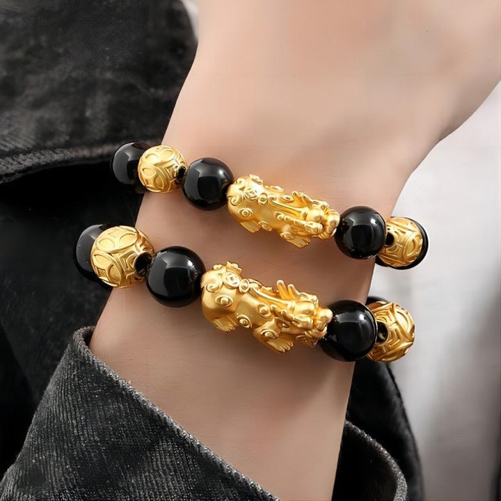 Wealth &amp; Protection Pixiu Charm Bracelet - Good Fortune &amp; Grounded Energy - 12mm