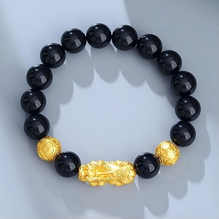 Wealth &amp; Protection Pixiu Charm Bracelet - Good Fortune &amp; Grounded Energy - 12mm