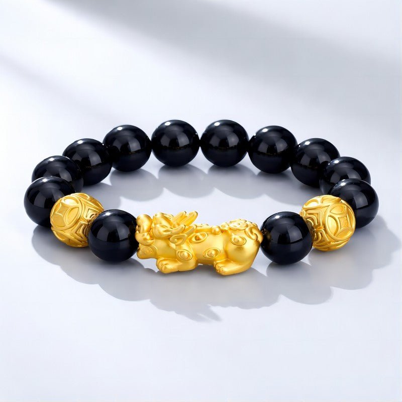 Wealth & Protection Pixiu Charm Bracelet - Good Fortune & Grounded Energy - 12mm