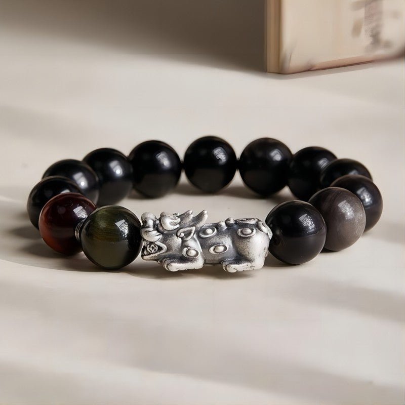 Wealth & Protection Pixiu Charm Bracelet - Grounding, Safety & Success - 