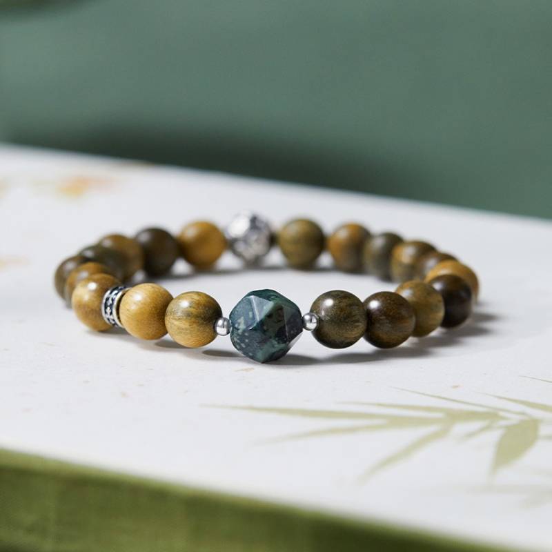 Wealth Wave Sandalwood Bracelet - Prosperity • Focus • Harmony - front view shot