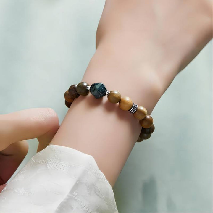 Wealth Wave Sandalwood Bracelet - Prosperity • Focus • Harmony - on-wrist shot