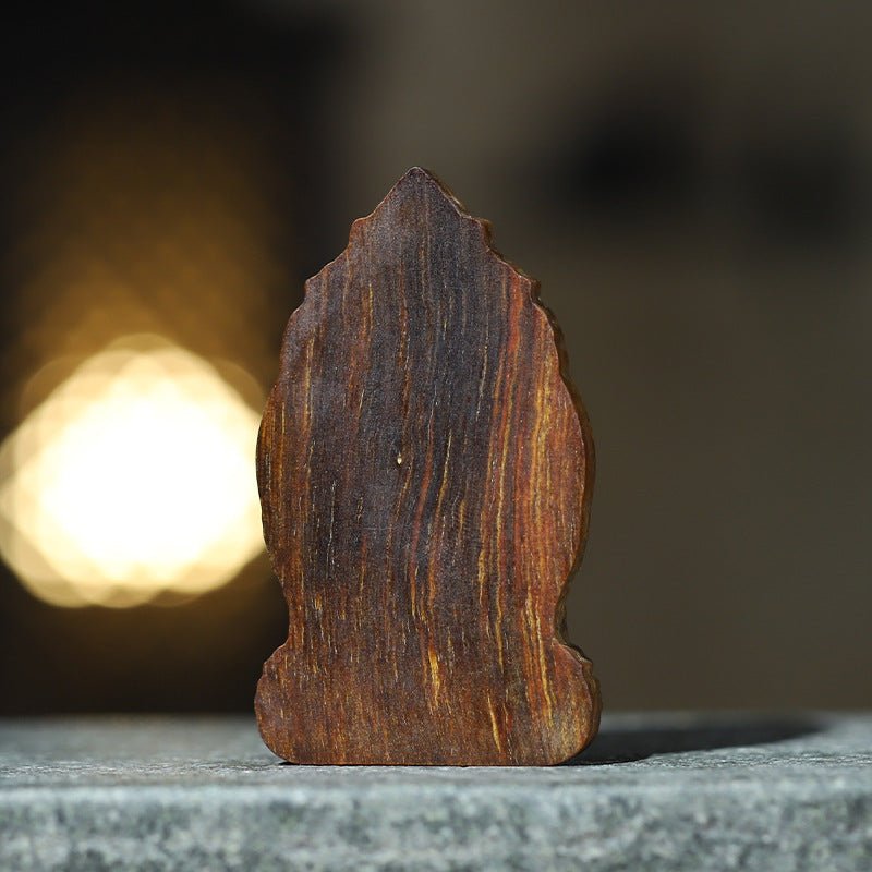 Wealth &amp; Well - Being Yellow Jambhala Pendant - Protection &amp; Sacred Grounding - back view of agarwood pendant
