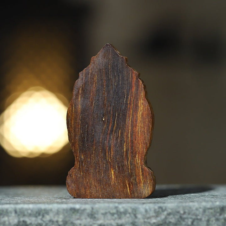 Wealth &amp; Well - Being Yellow Jambhala Pendant - Protection &amp; Sacred Grounding - back view of agarwood pendant