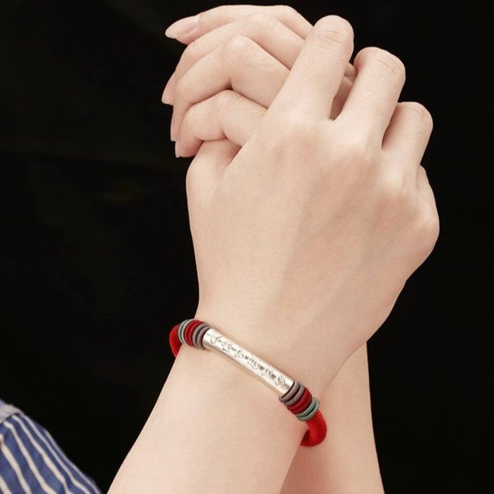 Well-Being &amp; Success Mantra Charm Bracelet - Protection &amp; Flow - On Wrist