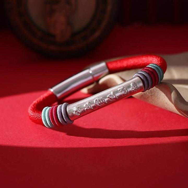 Well-Being &amp; Success Mantra Charm Bracelet - Protection &amp; Flow - Auspicious Red Prop Styling