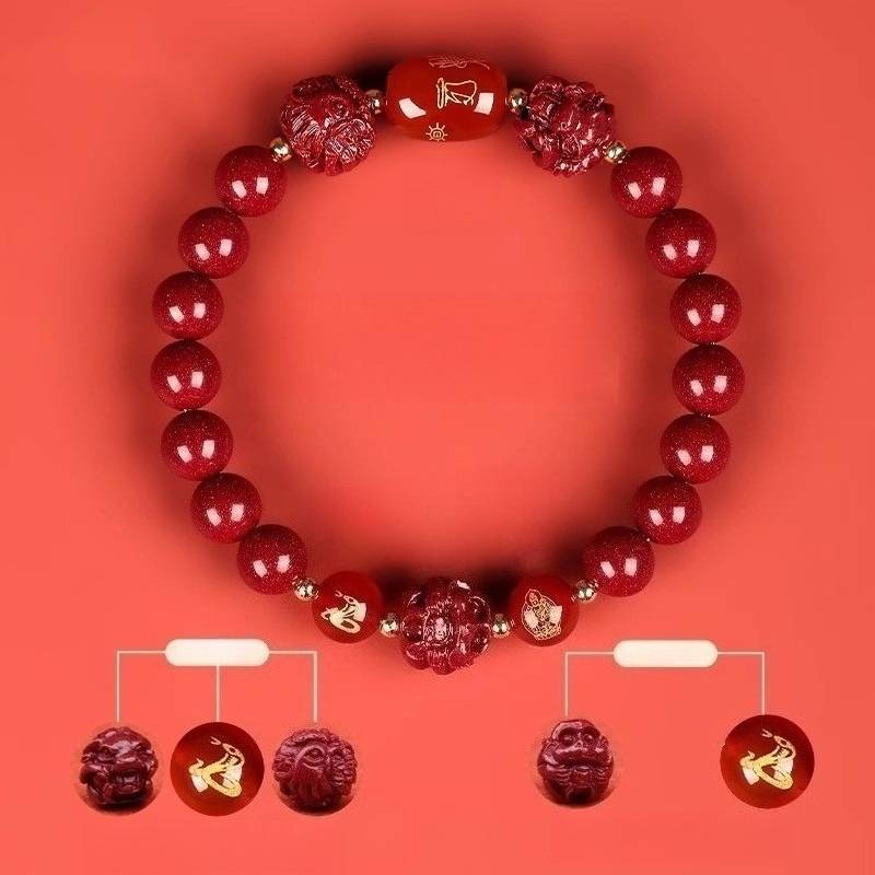 Zodiac Harmony Guardian Beads Cinnabar Bracelet - Wealth • Health • Peace - Snake(8mm)