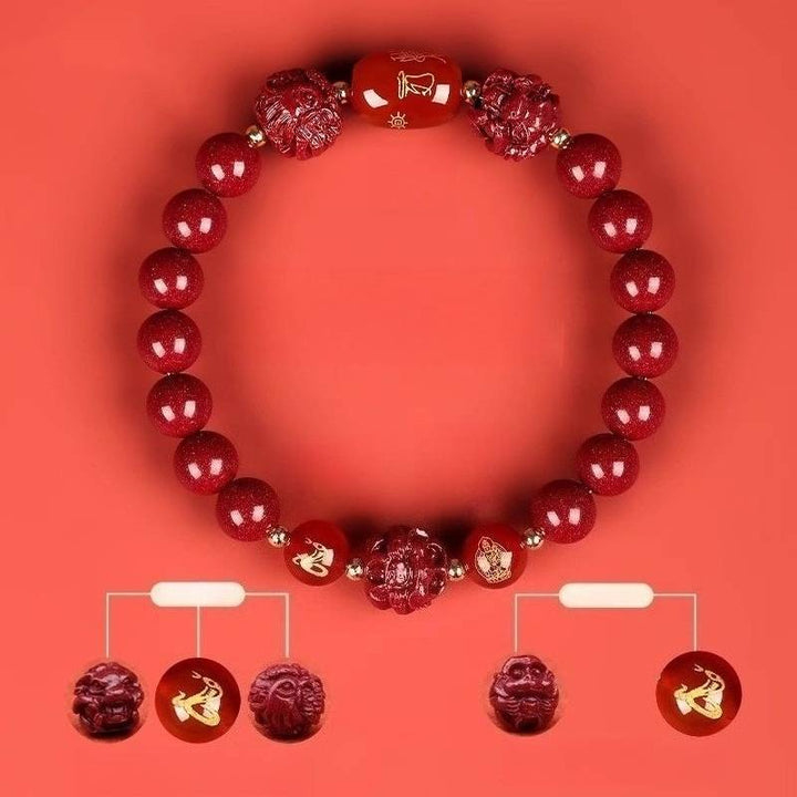 Zodiac Harmony Guardian Beads Cinnabar Bracelet - Wealth • Health • Peace - Snake(8mm)