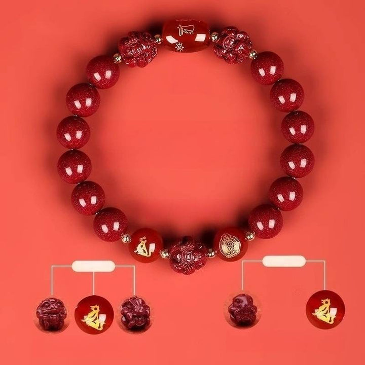 Zodiac Harmony Guardian Beads Cinnabar Bracelet - Wealth • Health • Peace - Dog(10mm)
