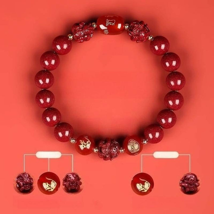 Zodiac Harmony Guardian Beads Cinnabar Bracelet - Wealth • Health • Peace - Tiger(10mm)