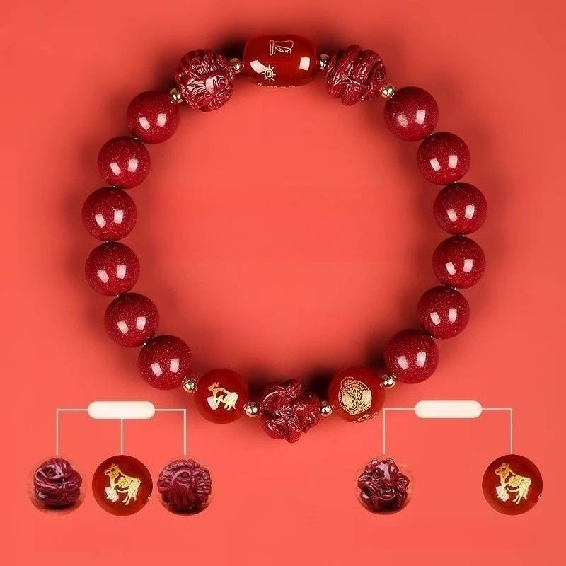Zodiac Harmony Guardian Beads Cinnabar Bracelet - Wealth • Health • Peace - Ox(10mm)