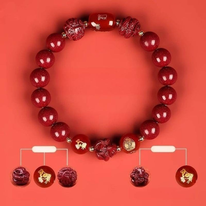 Zodiac Harmony Guardian Beads Cinnabar Bracelet - Wealth • Health • Peace - Ox(10mm)