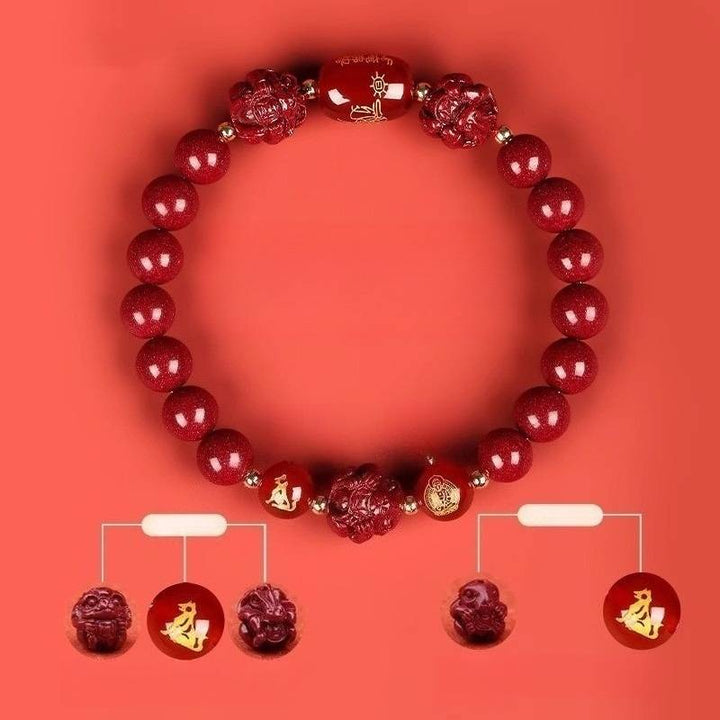 Zodiac Harmony Guardian Beads Cinnabar Bracelet - Wealth • Health • Peace - Dog(8mm)
