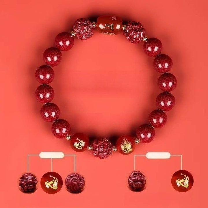 Zodiac Harmony Guardian Beads Cinnabar Bracelet - Wealth • Health • Peace - Snake(10mm)