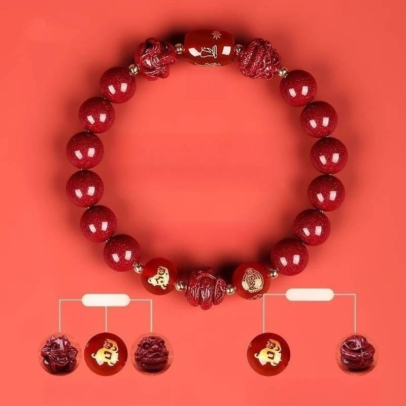 Zodiac Harmony Guardian Beads Cinnabar Bracelet - Wealth • Health • Peace - Monkey(10mm)