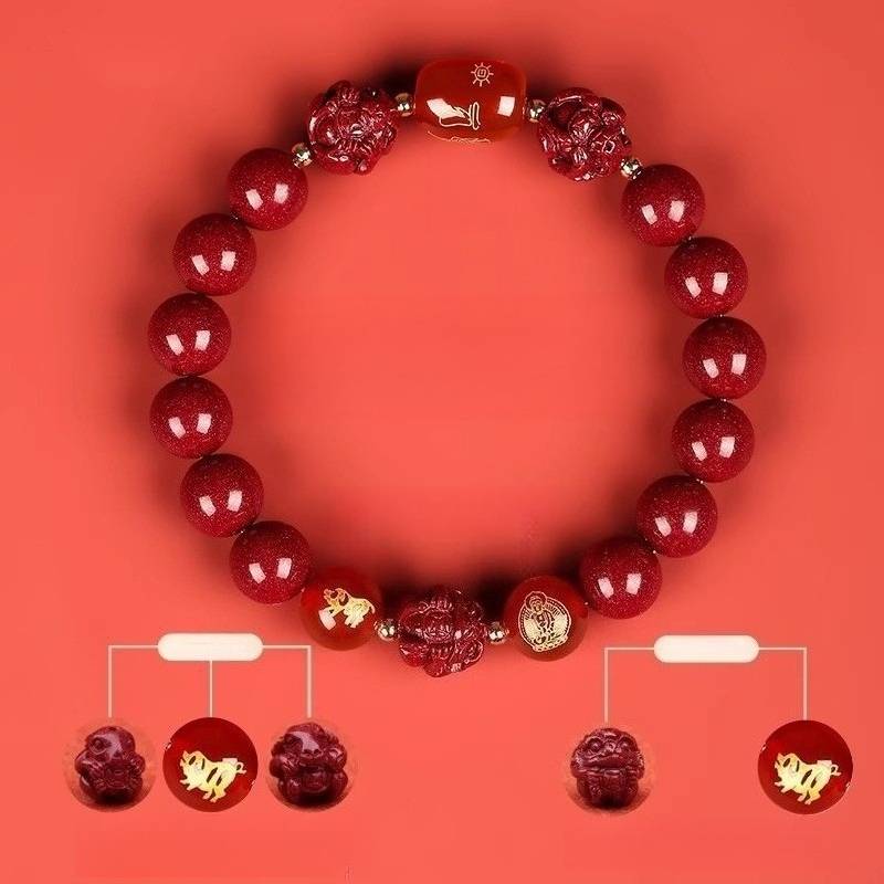 Zodiac Harmony Guardian Beads Cinnabar Bracelet - Wealth • Health • Peace - Pig(10mm)