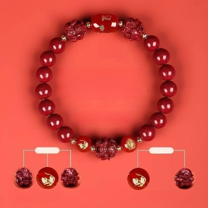 Zodiac Harmony Guardian Beads Cinnabar Bracelet - Wealth • Health • Peace - Tiger(8mm)