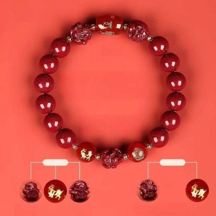 Zodiac Harmony Guardian Beads Cinnabar Bracelet - Wealth • Health • Peace - Goat(10mm)
