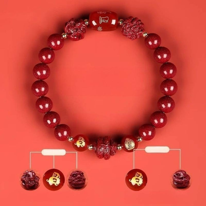 Zodiac Harmony Guardian Beads Cinnabar Bracelet - Wealth • Health • Peace - Monkey(8mm)